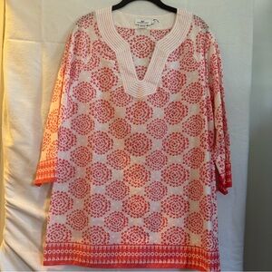 Vineyard Vines Orange & White Patterned Tunic Size Large